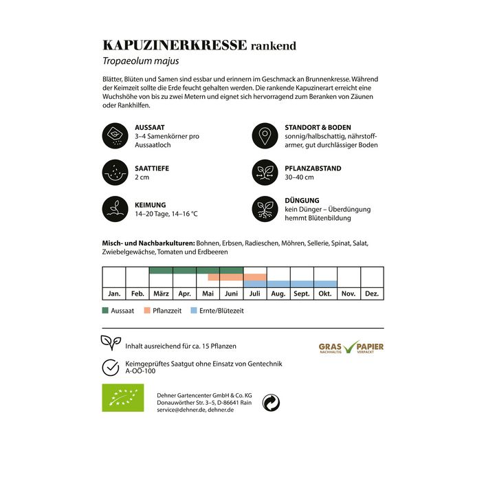 Dehner Bio-Saatgut Kapuzinerkresse, rankend | Dehner