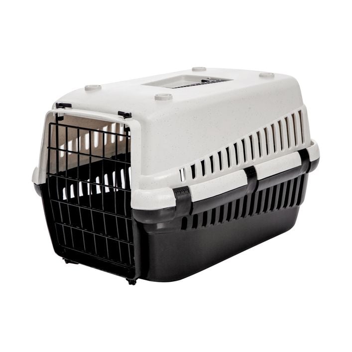 Rohrschneider Transportbox Für Katzen & Kleine Hunde – Grau, 51 X 34,5 X 33 Cm, Aus Robustem Kunststoff, Mit Tragegriff, Abnehmbarem Deckel, Transparente Tür & Spielkugelset – Made In Thüringen
