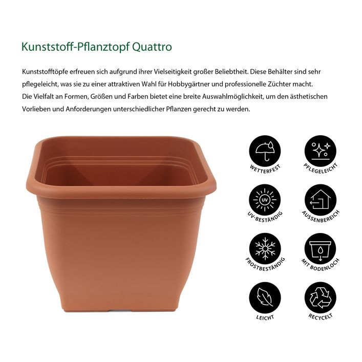 Dehner Kunststoff-Pflanztopf Quattro, eckig | Dehner