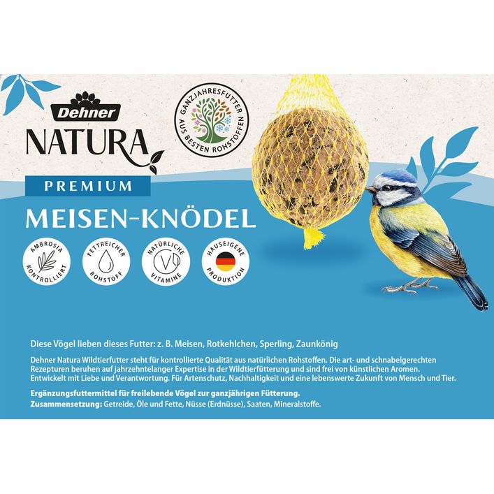 Dehner Natura Wildvogelfutter – Energie-Mix Für Meisen, Rotkehlchen & Co. | Futterkette Mit 3 Meisenknödeln & Erdnussbeuteln | Ganzjahresfütterung