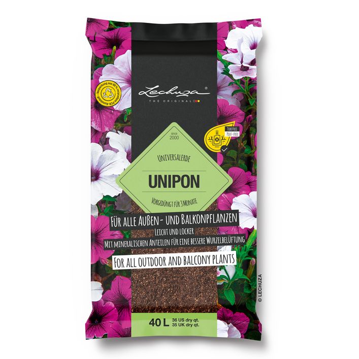 LECHUZA UNIPON Universalerde 40 Liter – Torffrei, Vorgedüngt Für 3 Monate, Für Balkon & Garten