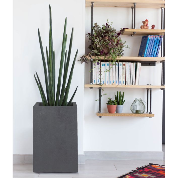 EDA Plastiques Toskana Pflanzkübel Quadratisch – Anthrazit, 32x32x32 Cm, 22 Liter, Für Drinnen & Draußen