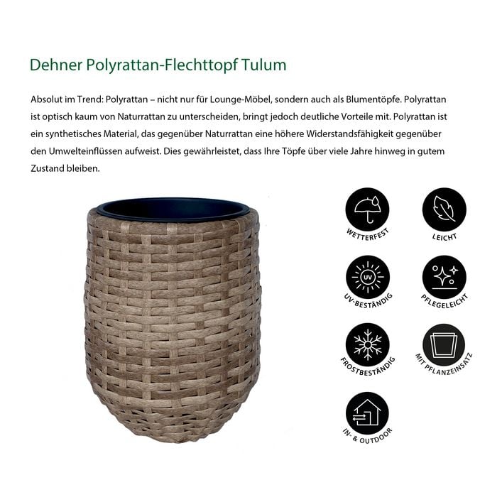 Dehner Polyrattan-Flechttopf Tulum, rund | Dehner