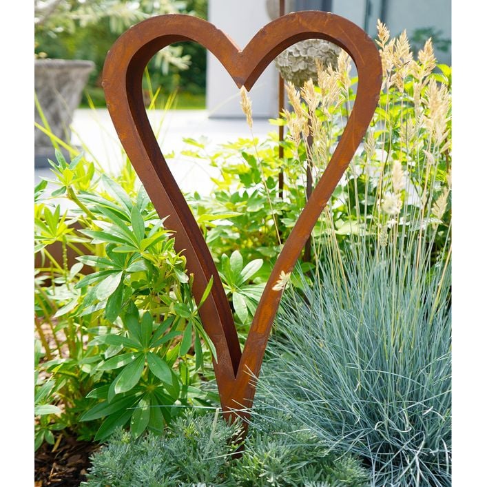 Gartenstecker Herz Aus Rost – Rustikale Deko Für Garten & Balkon, 80 Cm Hoch