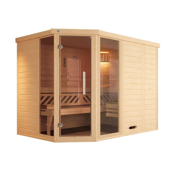 Austria product data sample: Weka Ecksauna Kemi mit Glastür und Fenster
