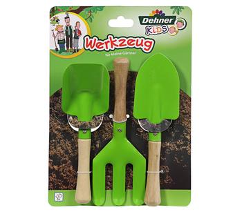 Dehner Kids Kinderwerkzeug-Set, 3-teilig, Grün - Holz / Metall