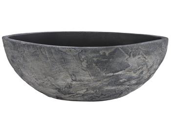Dehner Keramik-Jardiniere Alessio, oval, ca. B34/H12/T13 cm, Dunkelgrau - Keramik