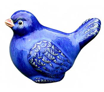 Dehner Keramik-Vogel, blau glasiert, 11 x 6 7 cm - Keramik