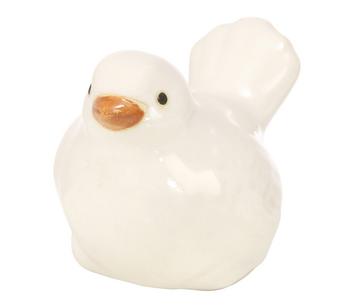 Dehner Keramik Vogel weiß glasiert, 11 cm