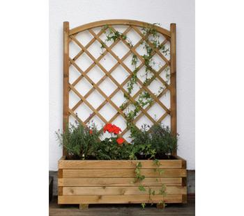 Dehner Holz-Blumenkasten mit Spalier Wachau, B90/H140/T40 cm, Braun - Kiefernholz