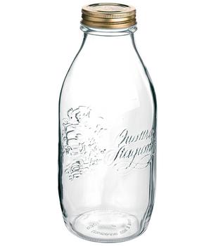 3 x Bormioli Rocco Quattro Stagioni Schraubflasche, 1000 ml, Gold / Transparent - Glas - Mindestbestellmenge: 3 Stk.
