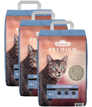 Dehner Premium Katzenstreu Komfort Klumpend, 3 x 10 l