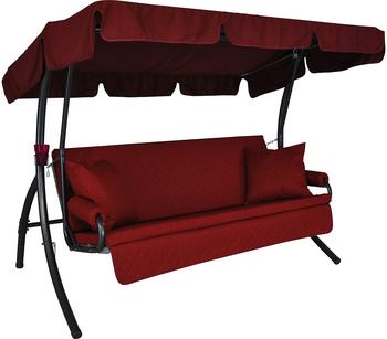 Angerer Hollywoodschaukel schaukel Trend Joy bordeaux, 3-Sitzer, Dunkelrot / Schwarz - Polyester Stahl