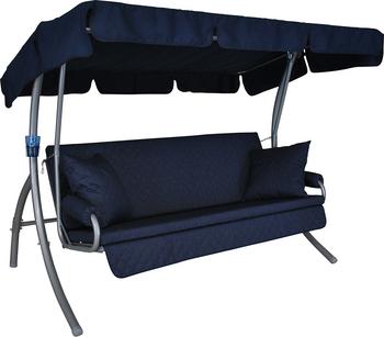 Angerer Hollywoodschaukel schaukel Trend Joy marineblau, 3-Sitzer, Silber / Dunkelblau - Polyester Stahl