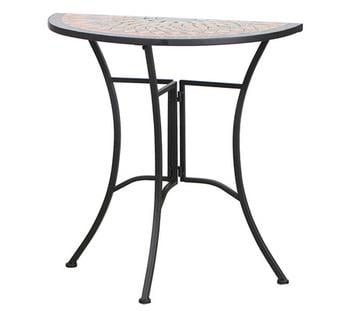 Siena Garden Anstelltisch Prato, halbrund, ca. B35,5/H71,5 cm, Braun, Rot, Schwarz - Stein, Metall