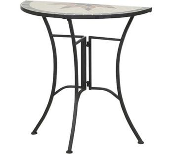 Siena Garden Anstelltisch Stella, halbrund, ca. B35,5/H71,5 cm, Beige, Grau, Schwarz - Stein, Metall