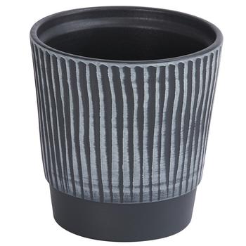 Dehner Keramik-Übertopf Tommy, rund, dunkelgrau, ca. Ø13 cm