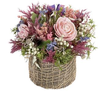 Gesteck Trockenblumen, rosa