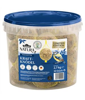 Dehner Natura Premium Wildvogelfutter Kraft-Meisenknödel im Eimer, mit Netz, 30 Stk.