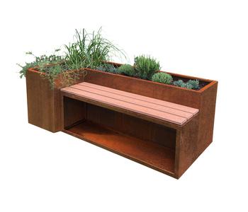 Palatino Cortenstahl-Hochbeet URbank mit Sitzbank, ca. B200/H70/T100 cm