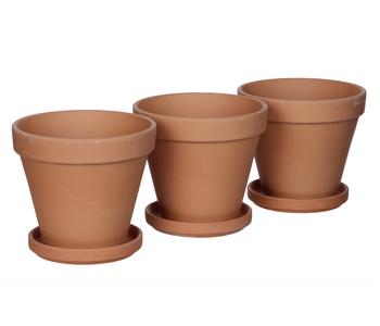 Dehner Keramik-Kräutertopf Stan, 3er-Set mit Untersetzer