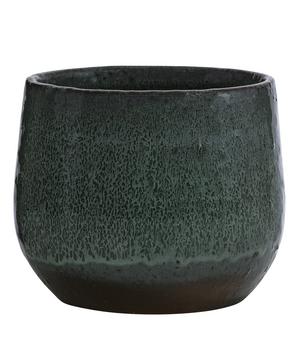 Dehner Keramik-Übertopf Blumentopf Aquaris, bauchig, grün