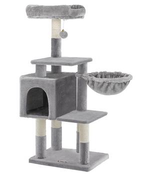 Feandrea Kratzbaum mit Liegemulde, hellgrau, ca. B50/H110/T40 cm