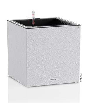 LECHUZA® Kunststoff-Topf Canto Slatestone LED inkl. Pflanzeinsatz, quadratisch