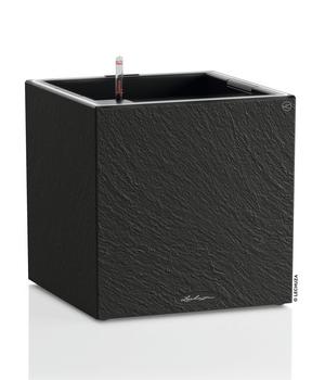 LECHUZA® Kunststoff-Topf Canto Slatestone LED inkl. Pflanzeinsatz, quadratisch