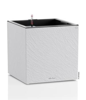 LECHUZA® Kunststoff-Topf Canto Slatestone LED inkl. Pflanzeinsatz, quadratisch