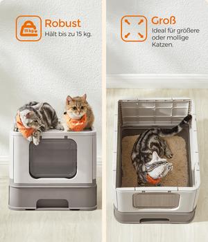 Feandrea Katzenklo XL Mit Hohen Seitenwänden - Offene Katzentoilette Für Große Katzen