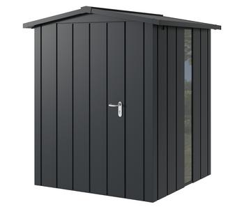 Hörmann Metallgerätehaus Juno Satteldach Motiv Modern bodentiefes Fenster, ca. B189/H219/T181 cm