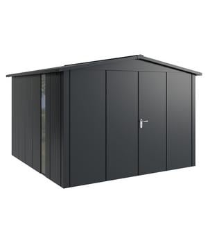 Hörmann Metallgerätehaus Juno JSD14 L-Sk Motiv Design bodentiefes Fenster mit Doppeltür, ca. B333/H231/T325 cm