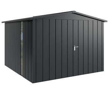 Hörmann Metallgerätehaus Juno JSD14 M-Sk Motiv Modern bodentiefes Fenster mit Doppeltür, ca. B333/H231/T325 cm