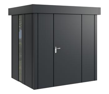 Hörmann Metallgerätehaus Juno Flachdach Motiv Design bodentiefes Fenster, ca. B229/H222/T181 cm