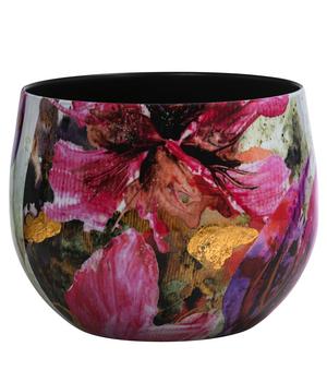 Dehner Metall-Übertopf Diva Magnolia, bauchig, bunt