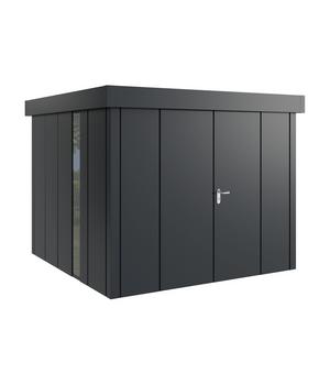 Hörmann Metallgerätehaus Juno JFD10 L-Sk Motiv Design bodentiefes Fenster mit Doppeltür, ca. B277/H222/T277 cm