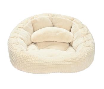 Dehner Lieblinge Kuschelbett Flocke, oval, weiß, ca. B75/H36/T70 cm