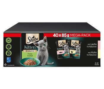 Sheba® Nassfutter für Katzen in Sauce Multipack Kitten, Feine Vielfalt, 40 x 85 g