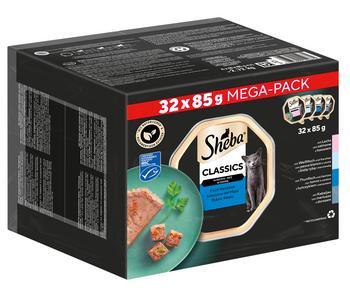 Sheba® Nassfutter für Katzen Classics in Pastete Multipack Adult, Fisch Variation, 32 x 95 g