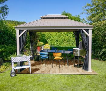 Sojag Outdoor-Pavillon Messina 1012, inkl. Moskitonetz champagner, ca. B363/H291,5/T298 cm