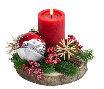 Adventsgesteck Tradition mit LED-Kerze, ca. Ø20/H15 cm