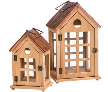 Dehner Holz-Laternen-Set Sybille, 2-teilig