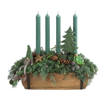 Adventsgesteck Wichtelwald, ca. H40/B40/T15 cm