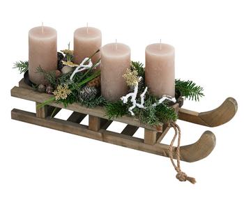 Adventsgesteck Hüttenzauber Schlitten, ca. B45/H25/T20 cm