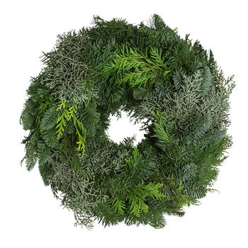 Adventskranz aus Koniferen-Mix, beidseitig gebunden, ca. Ø35 cm