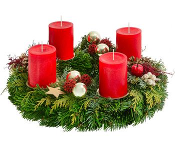 Adventskranz, rot, ca. Ø35/H15 cm