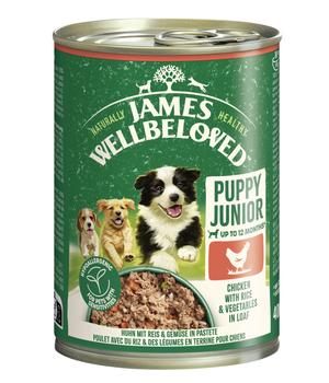 James Wellbeloved Nassfutter für Hunde Puppy Junior, Huhn in Pastete