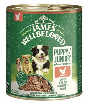 James Wellbeloved Nassfutter für Hunde Puppy Junior, Huhn in Pastete