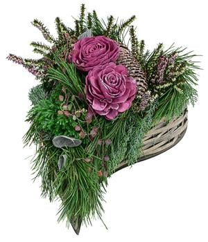 Grabgesteck Unvergessen, herzförmig, ca. B40/H25/T50 cm